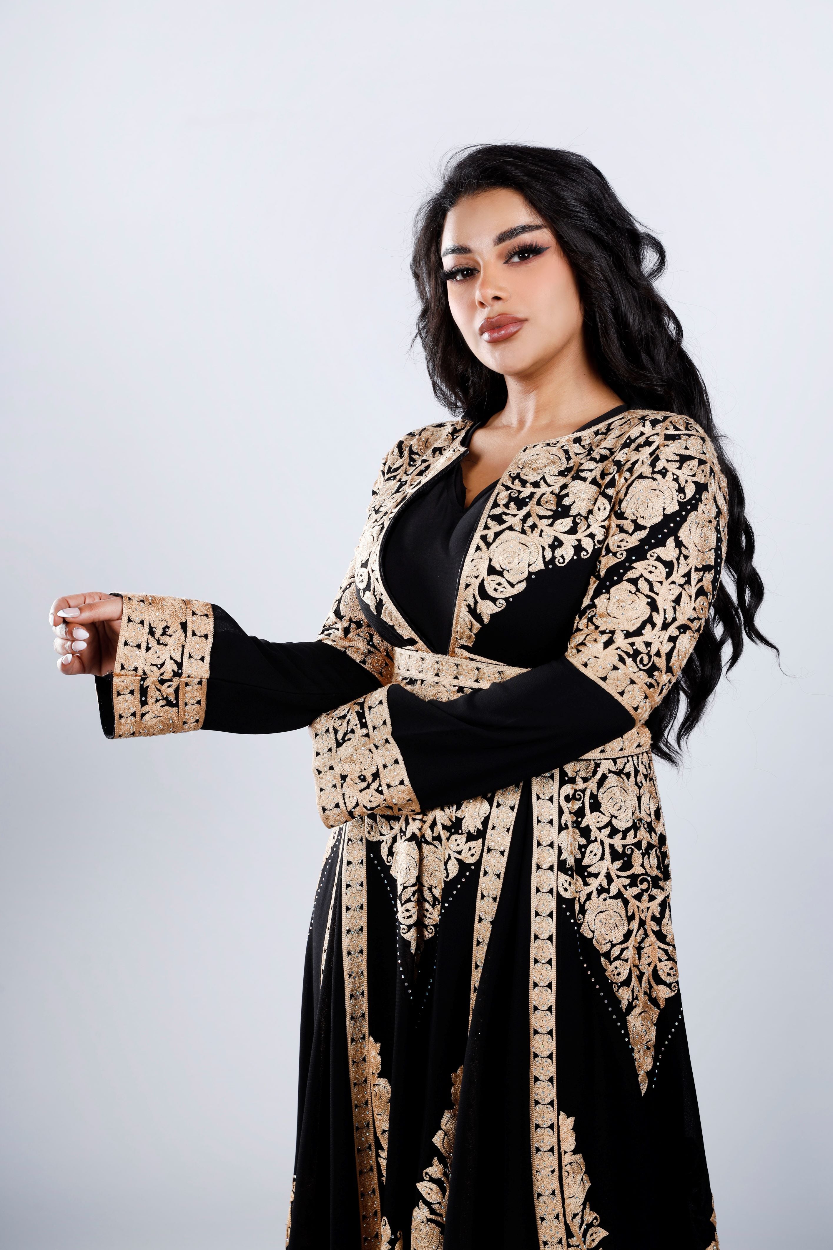 Royal Black & Gold Kaftan Set