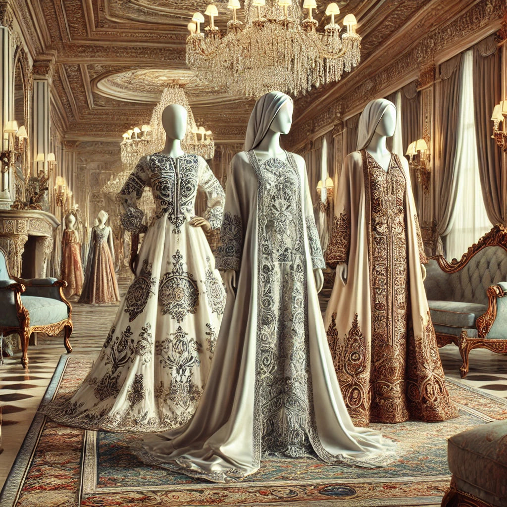 DALL_E_2024-07-20_15.20.49_-_Create_an_image_representing_Elegance_featuring_embroidery_dresses_thawbs_and_kaftans._The_scene_includes_models_or_mannequins_wearing_the_garment.webp