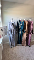 Arabic Letters Besht Abaya - 4 Colors(  Light Blue, Beige, Mauve and Dark Teal)