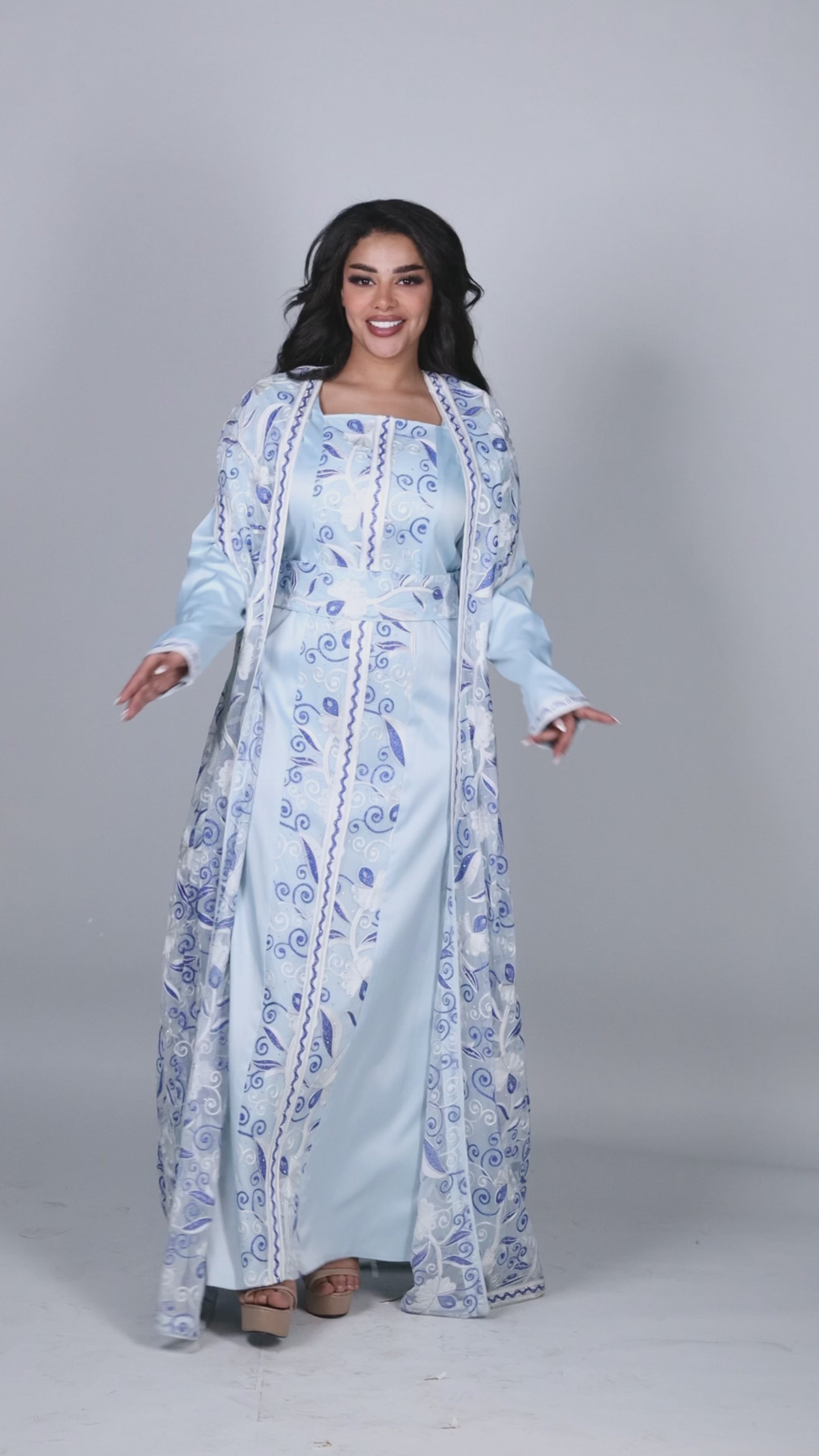 Sultana Kaftan/ Cap Set - Blue