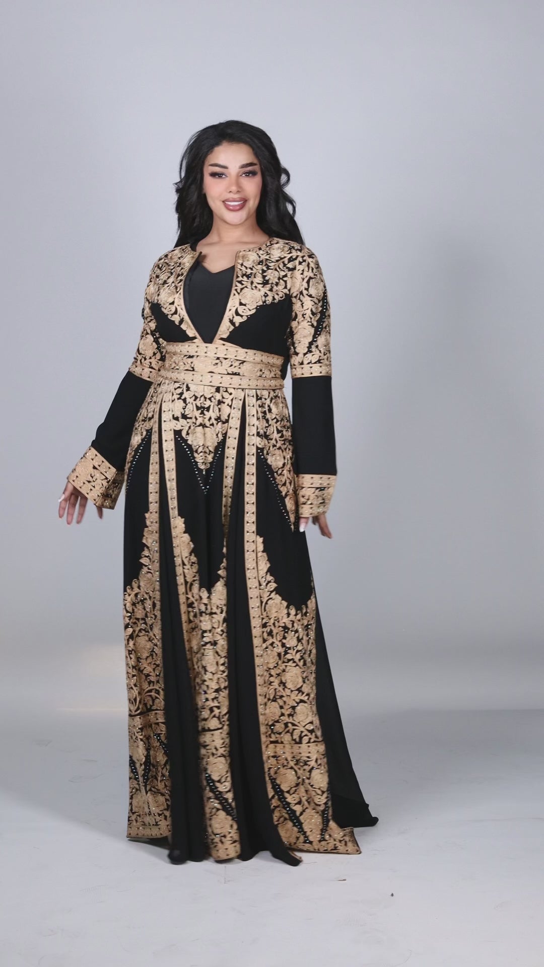 Royal Black & Gold Kaftan Set